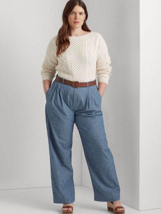 Lauren Ralph Lauren Pants - NEW! Lauren Ralph Lauren Women's 20W Pleated Chambray Wide-Leg Pant NWT $145